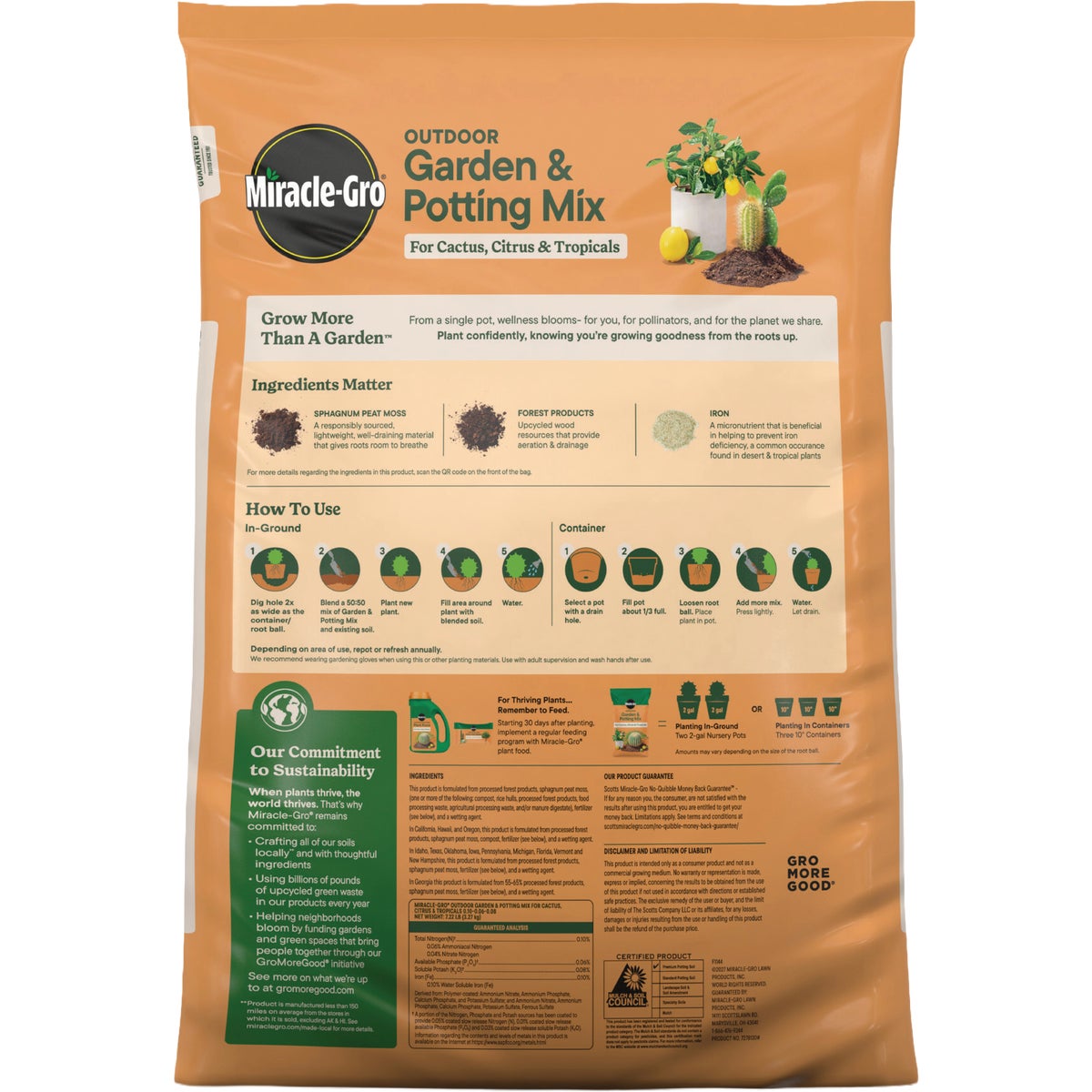 Miracle-Gro 1 Cu. Ft. Outdoor Garden & Potting Mix for Cactus, Citrus & Tropicals Image 2