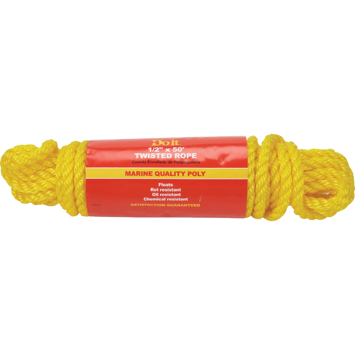 Do it Best 1/2 In. x 50 Ft. Yellow Twisted Polypropylene Packaged Rope Image 1