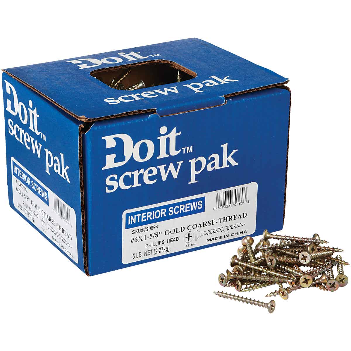 Do it #6 x 1-5/8 In. Coarse Thread Yellow Zinc Multipurpose Drywall Screw (5 Lb.-Box) Image 4