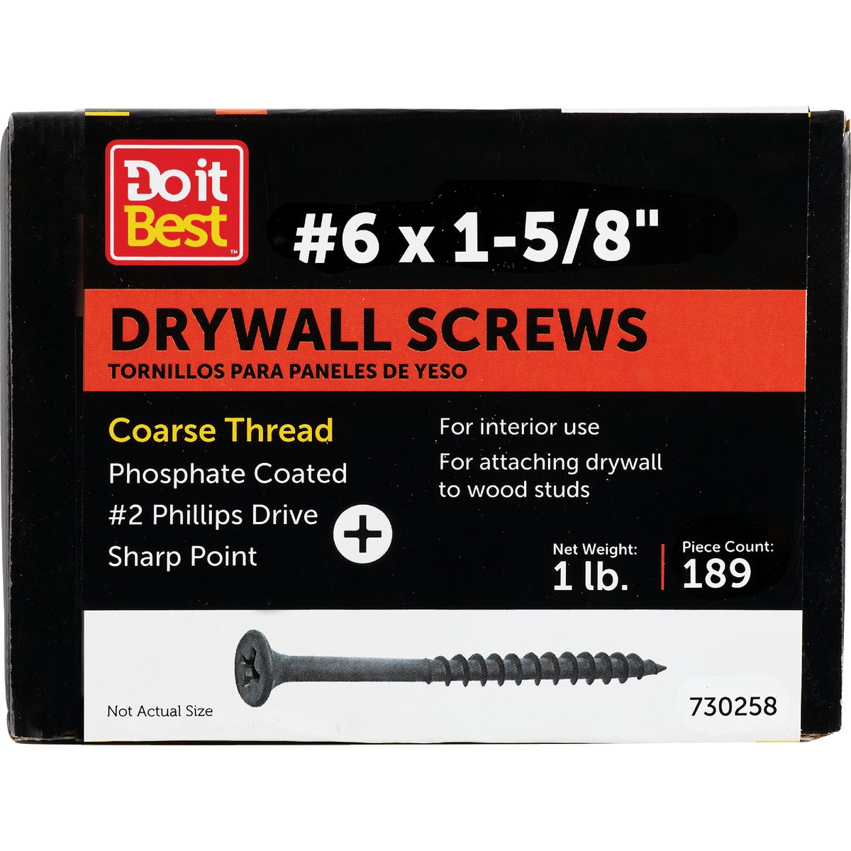 Do it #6 x 1-5/8 In. Coarse Thread Black Phosphate Drywall Screw (1 Lb.-Box)