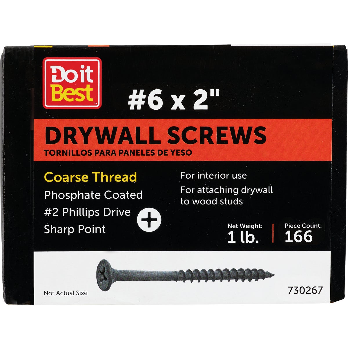 Do it #6 x 2 In. Coarse Thread Black Phosphate Drywall Screw (1 Lb.-Box)
