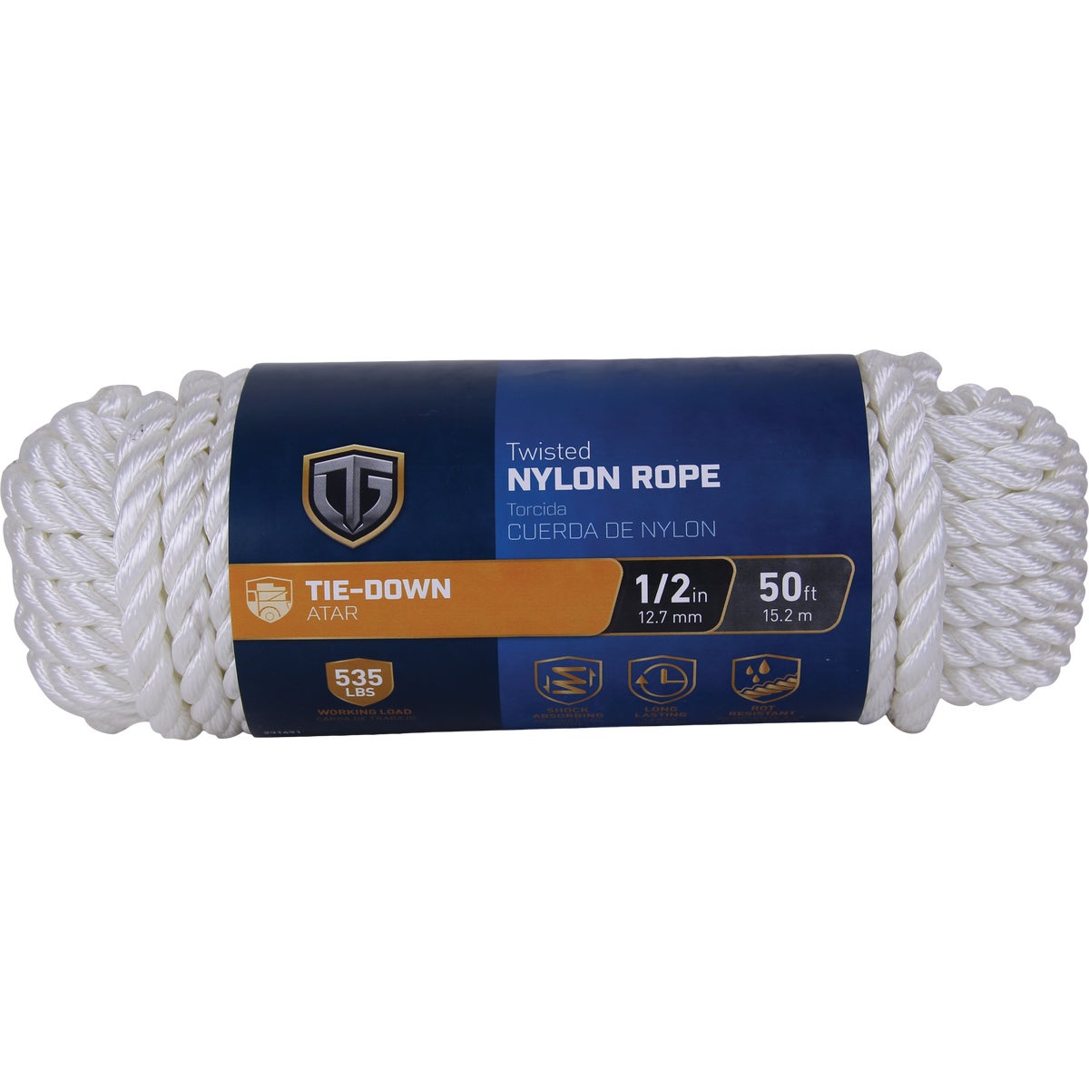 TruGuard 1/2 In. x 50 Ft. White Twisted Nylon Rope