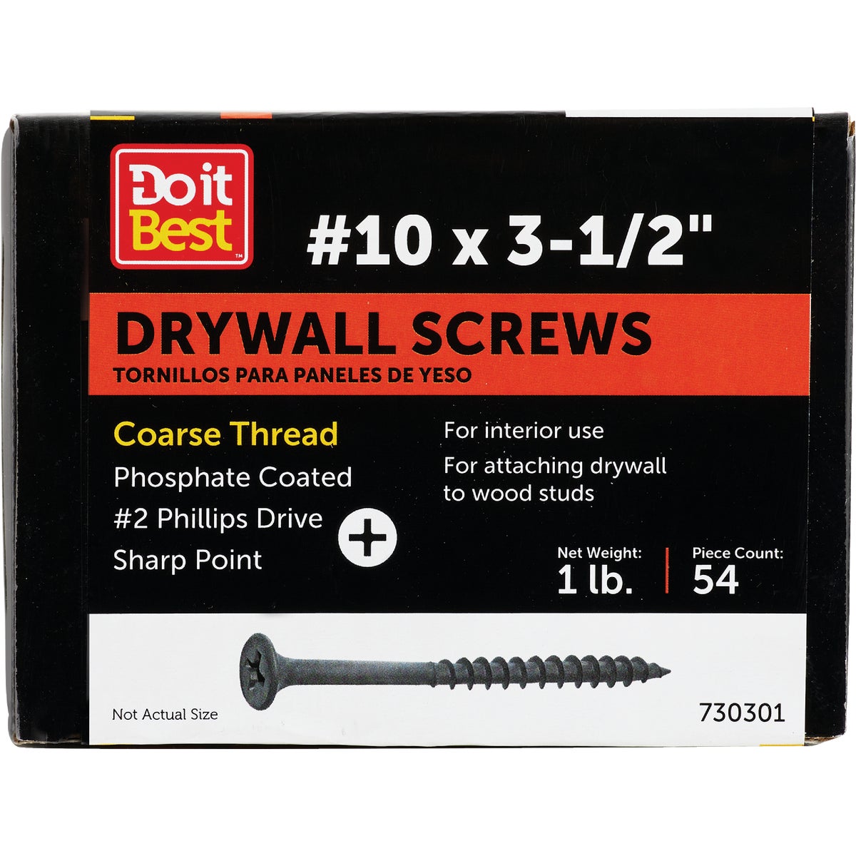 Do it #10 x 3-1/2 In. Coarse Thread Black Phosphate Drywall Screw (1 Lb.-Box) Image 1