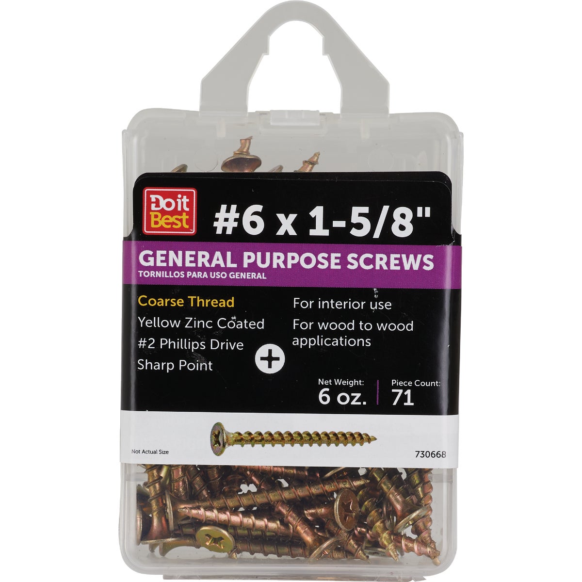 Do it #6 x 1-5/8 In. Coarse Thread Yellow Zinc Drywall Screw (6 Oz.-Count)