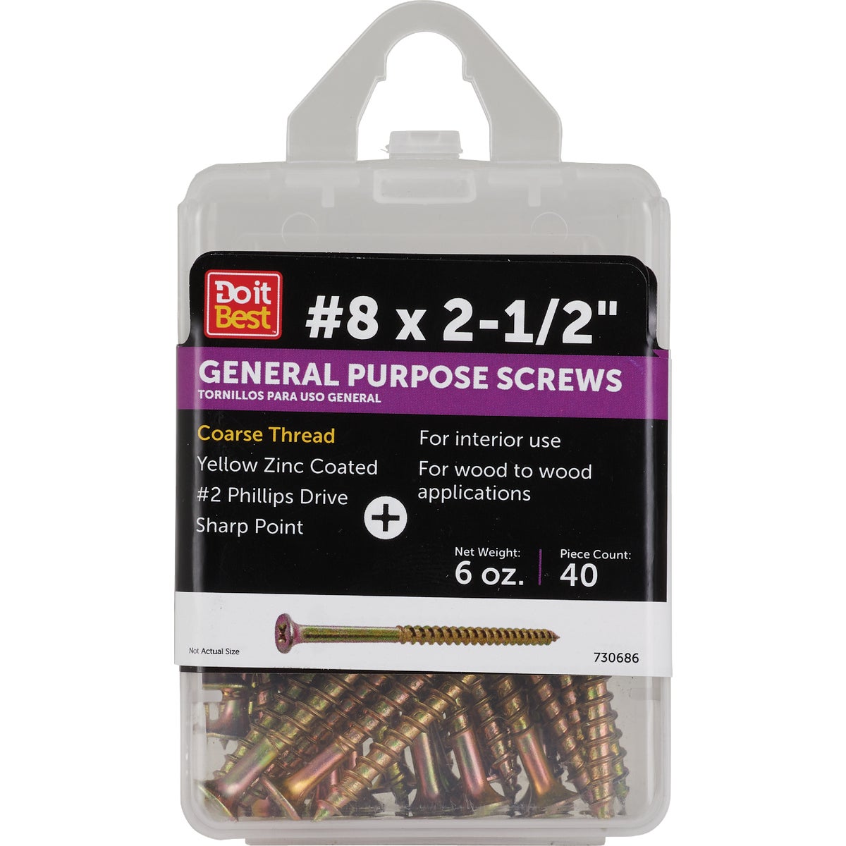Do it #8 x 2-1/2 In. Coarse Thread Yellow Zinc Drywall Screw (6 Oz.-Count)