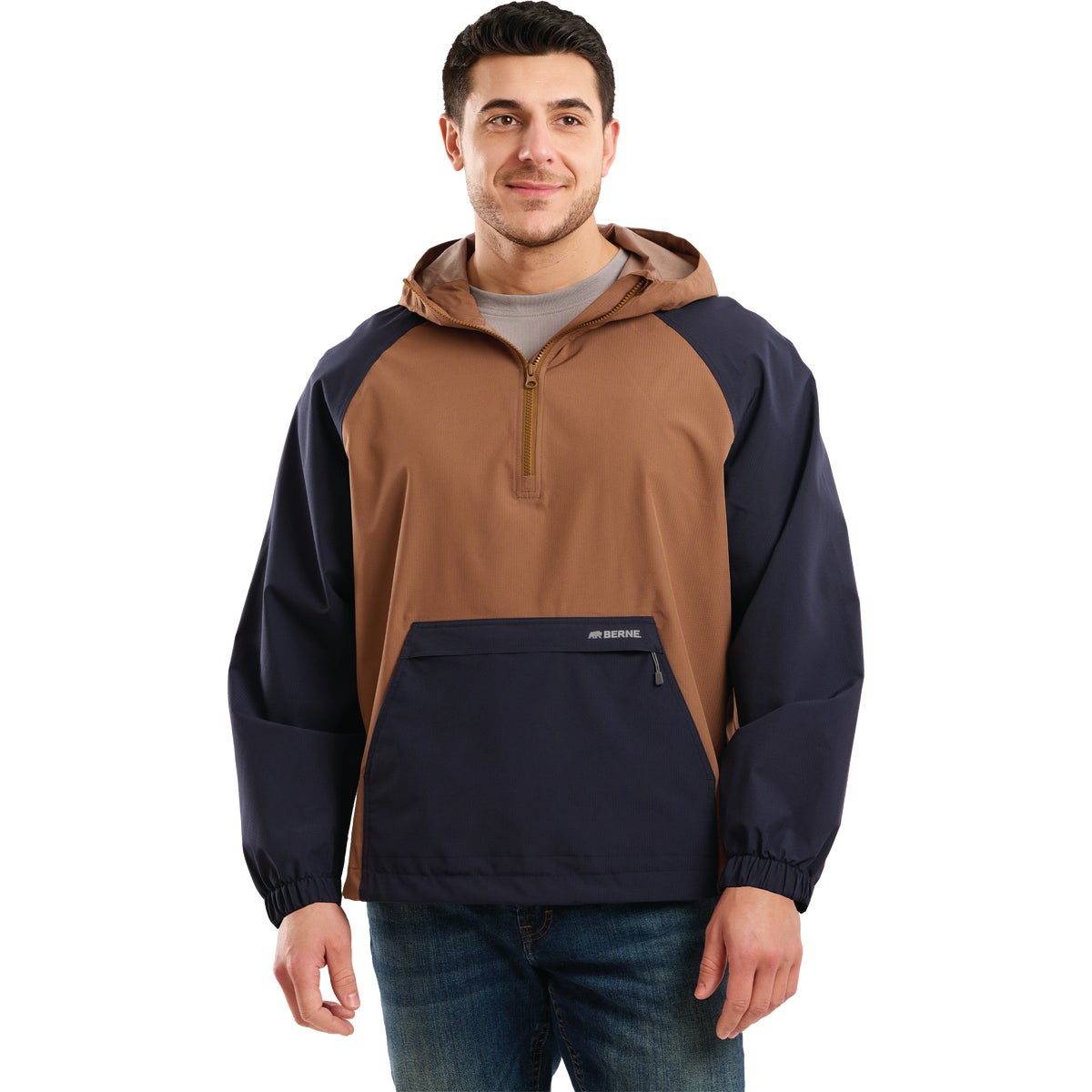 Berne Weather Warrior Men's XL Navy Driftwood Packable Rain Jacket