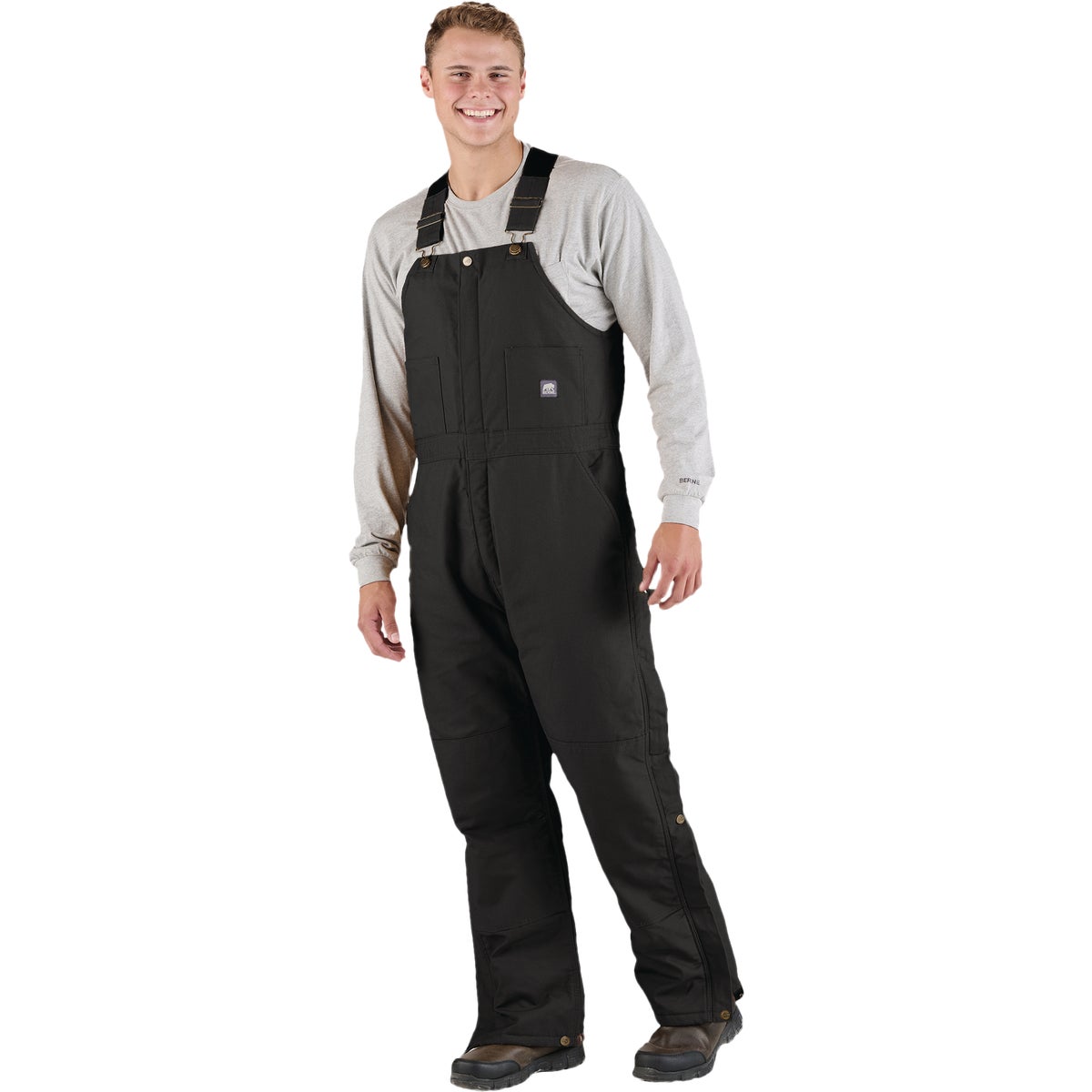 Berne Men's L Tall Black Heritage Insulated Duck Bib Overall