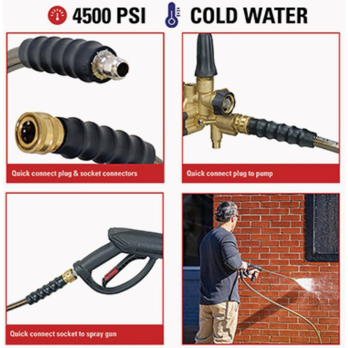 Simpson 3/8 In. x 50 Ft. 4500 PSI Cold Water Replacement/Extension Pressure Washer Hose Image 2