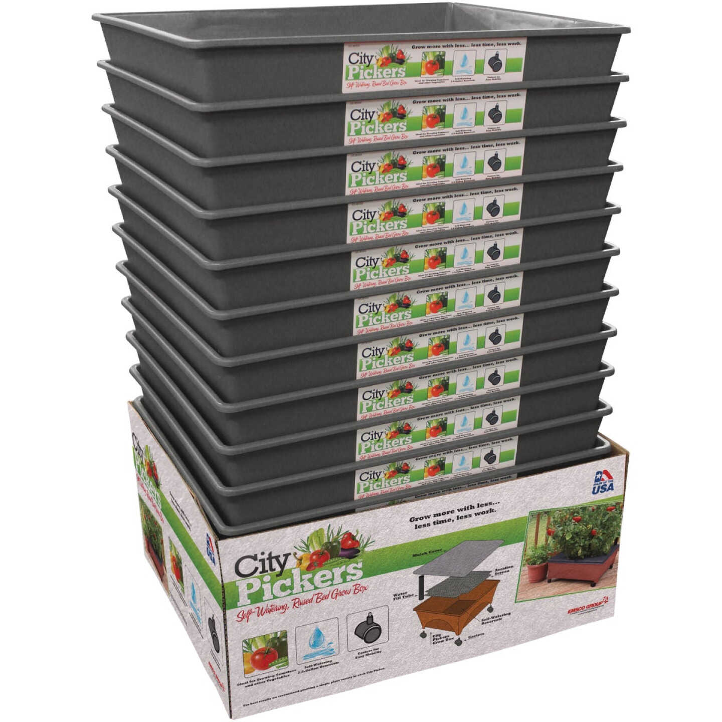 City Pickers 20 In. W. x 11 In. H. x 24 In. L. Slate Polyethylene Portable Patio Garden Kit Image 3
