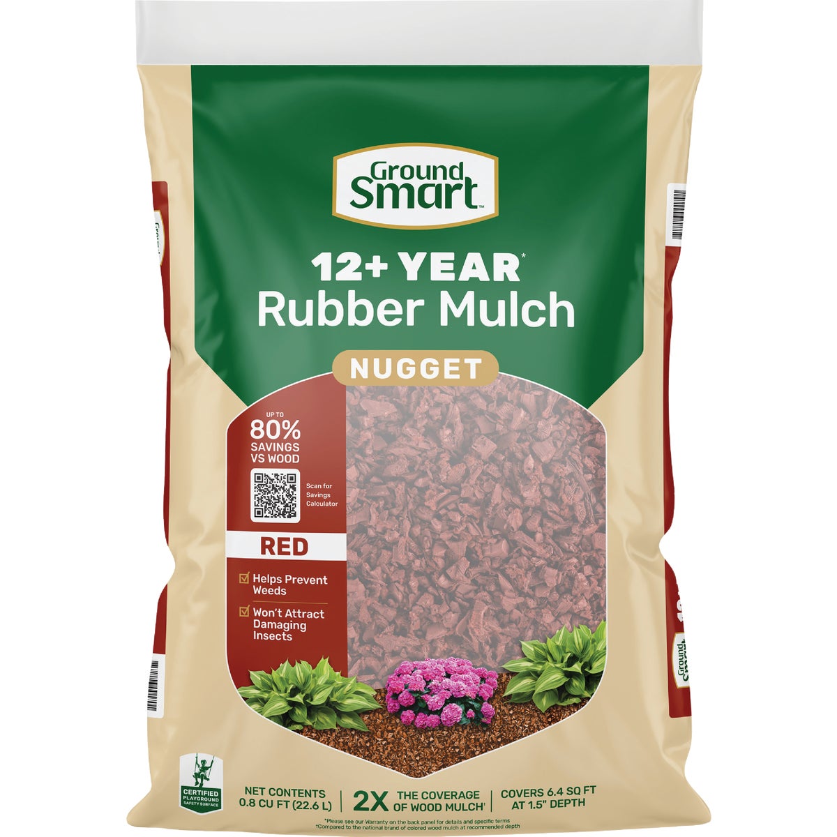 GroundSmart 0.8 Cu. Ft. Red Recycled Nugget Rubber Mulch Image 1
