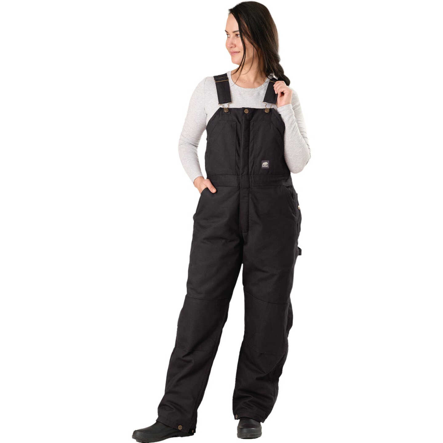 Berne Women's Short Black Softstone Duck Insulated Bib Overalls, S Image 1