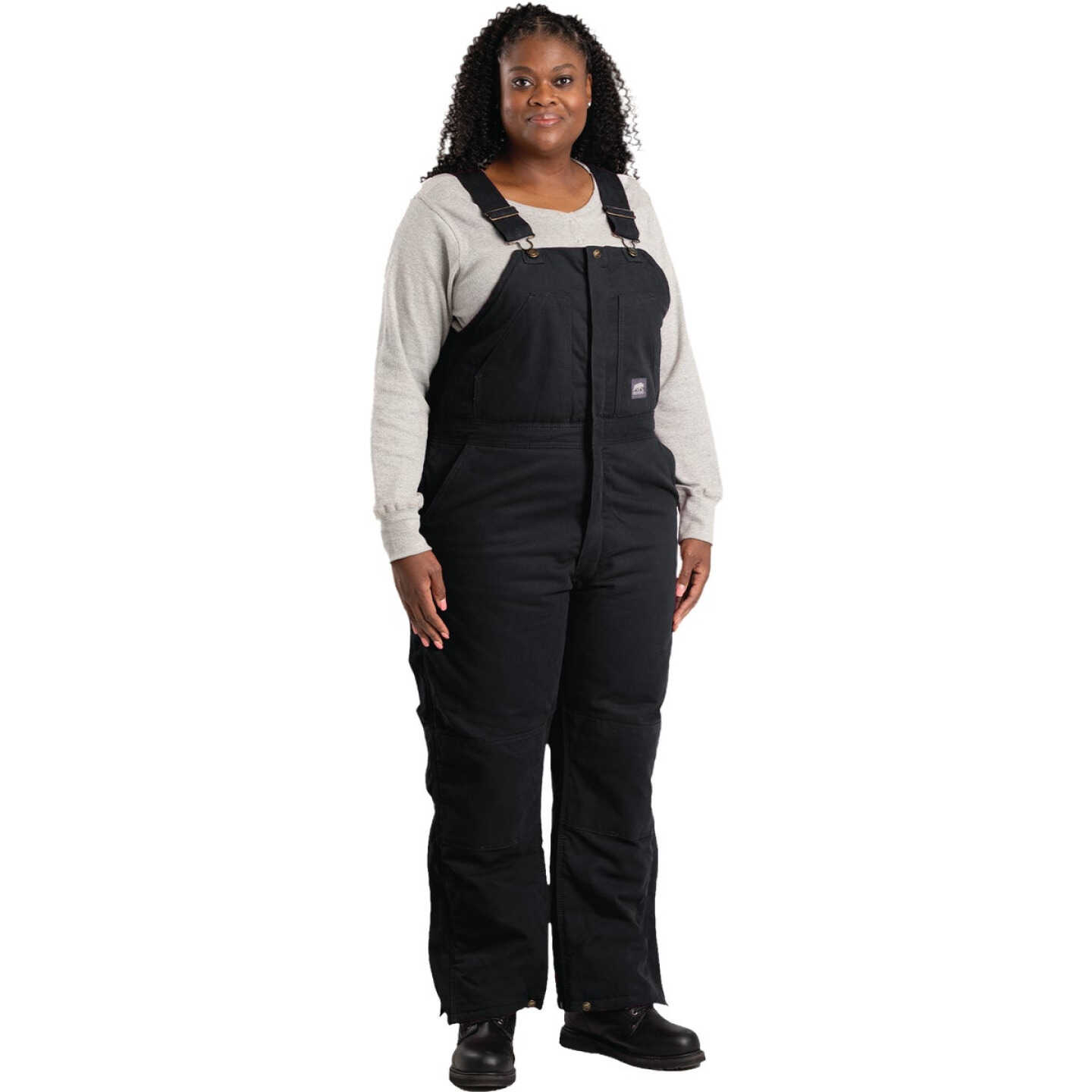 Berne Women's Short Black Softstone Duck Insulated Bib Overalls, S Image 3