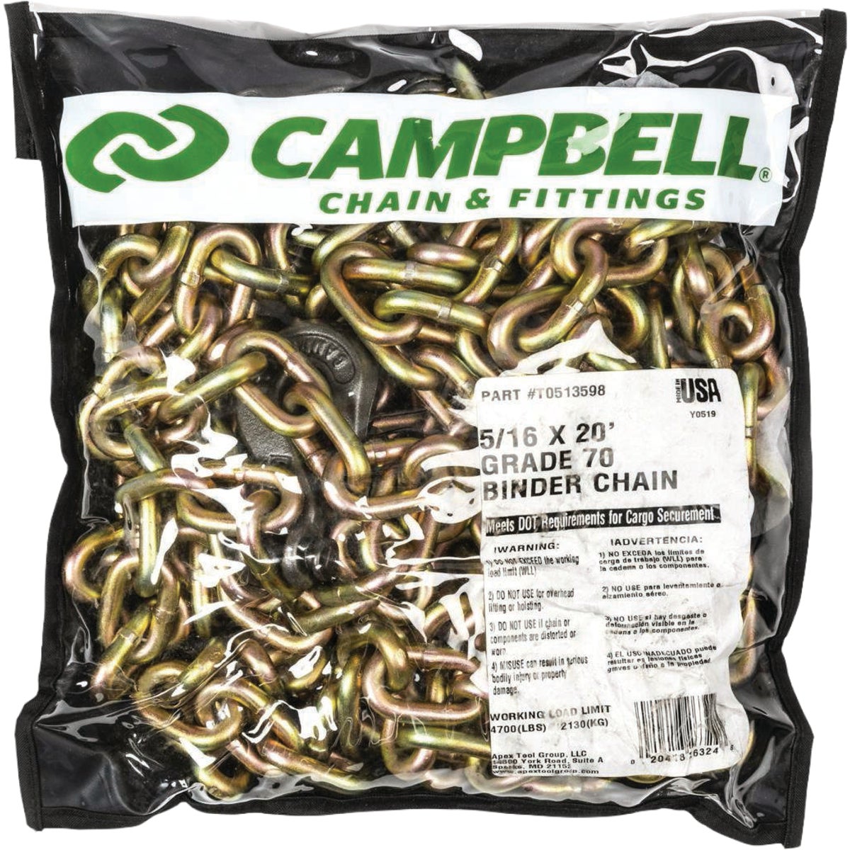 Campbell 5/16 In. x 20 Ft. Clevis Hook Eye Binder Chain Image 2