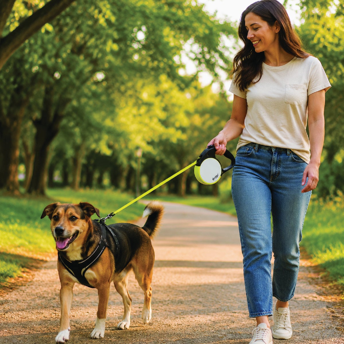doggo 13 Ft. Reflective Small Dog Retractable Leash, Neon Yellow Image 2