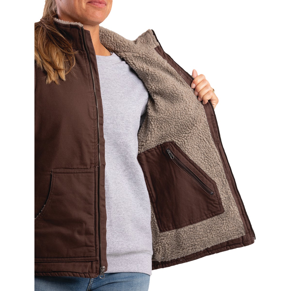Berne Softstone Women's Medium Tuscan Sherpa-Lined Vest Image 6
