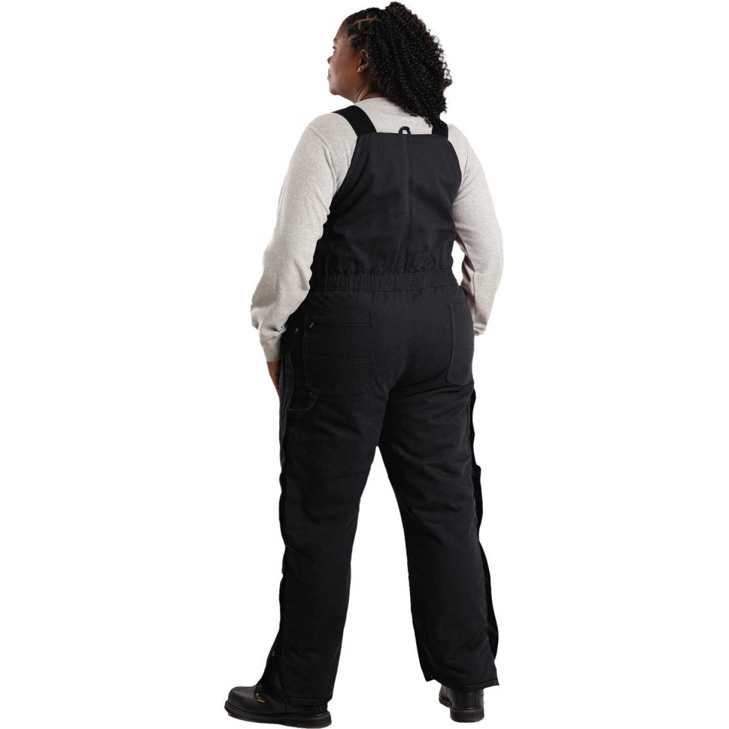 Berne Women's Short Black Softstone Duck Insulated Bib Overalls, XL Image 3