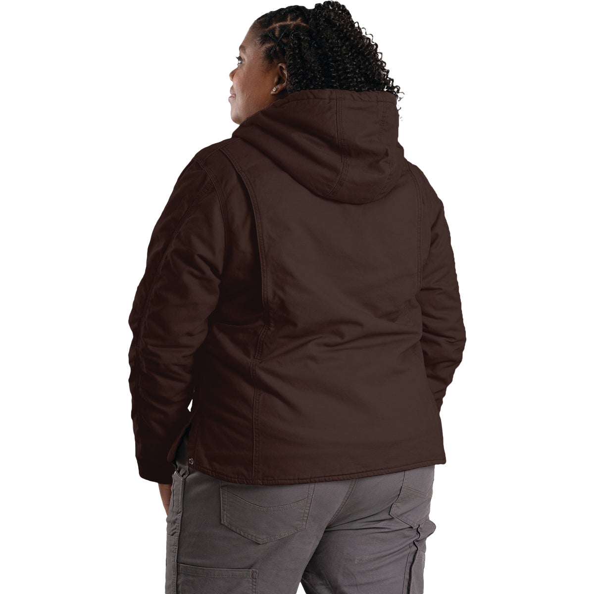 Berne Women's 2XL Dark Brown Sherpa-Lined Softstone Duck Hooded Jacket Image 3