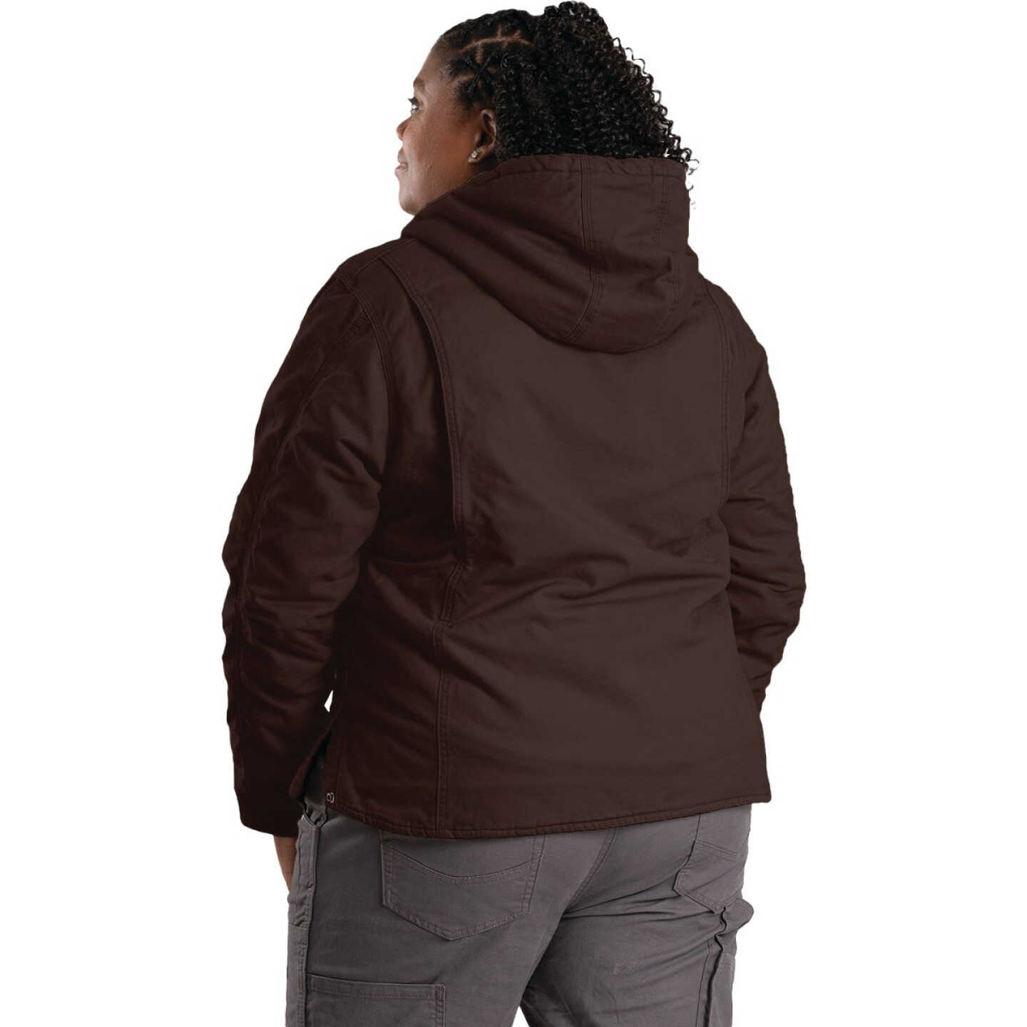 Berne Women's 2XL Dark Brown Sherpa-Lined Softstone Duck Hooded Jacket Image 3