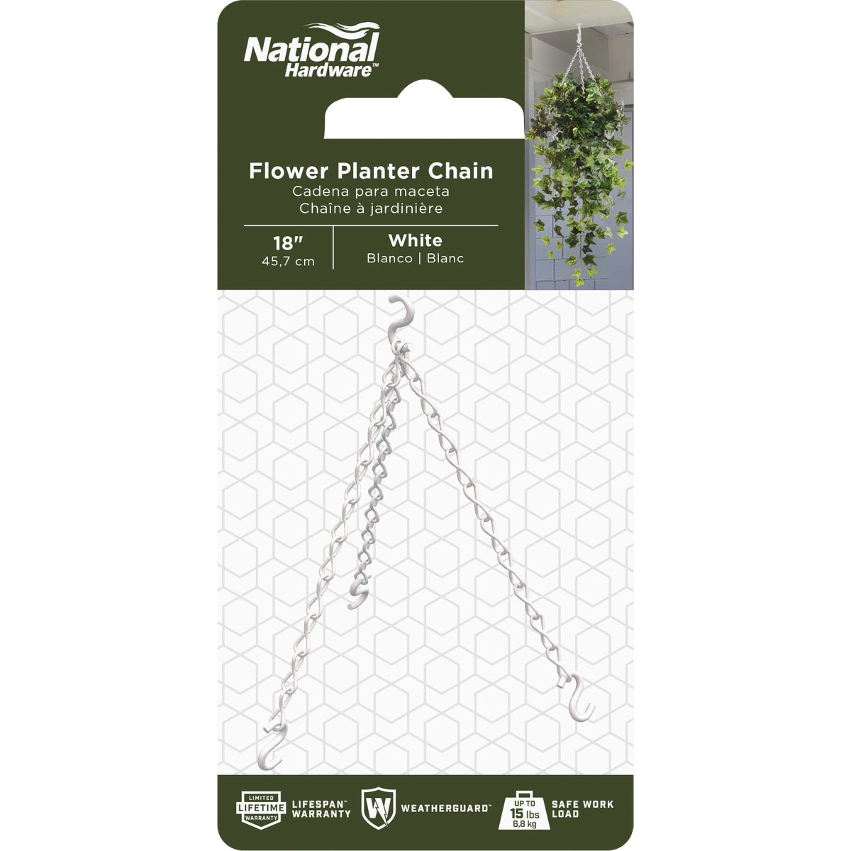 National Hardware 18 In. White Metal Hanging Plant Extension Chain Image 2