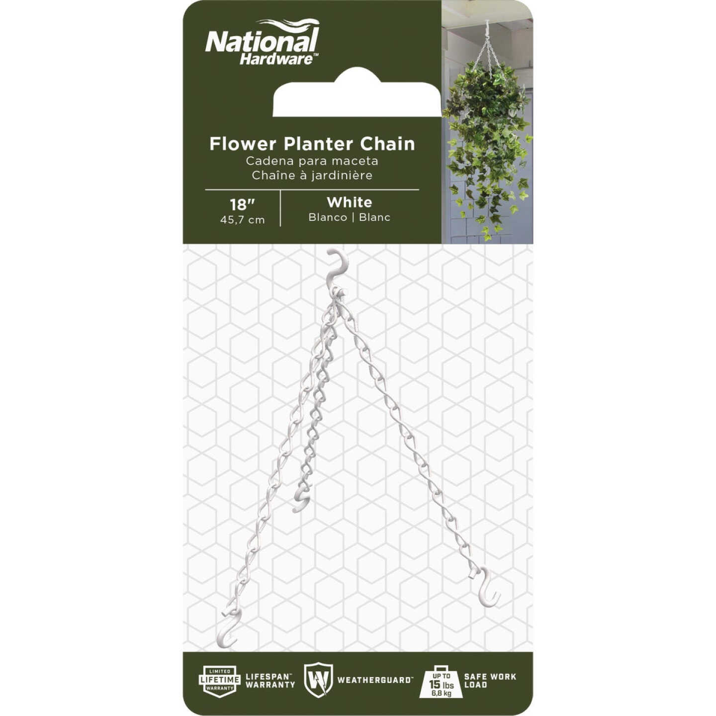 National Hardware 18 In. White Metal Hanging Plant Extension Chain Image 2