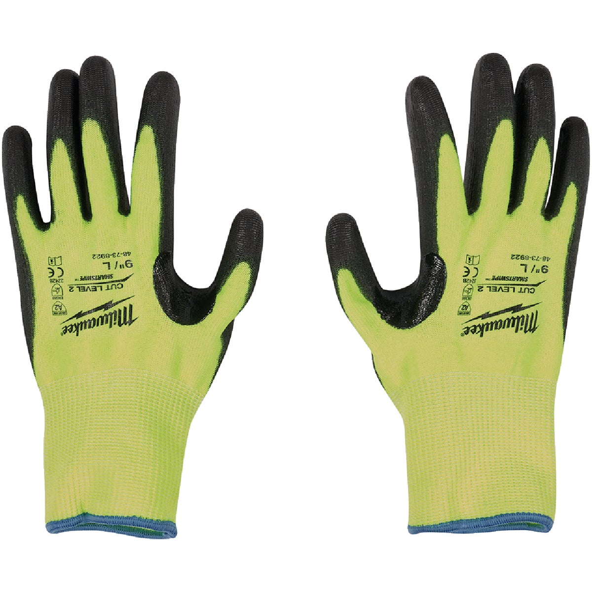 Milwaukee Unisex Medium Cut Level 2 High Vis Polyurethane Dipped Glove Image 5