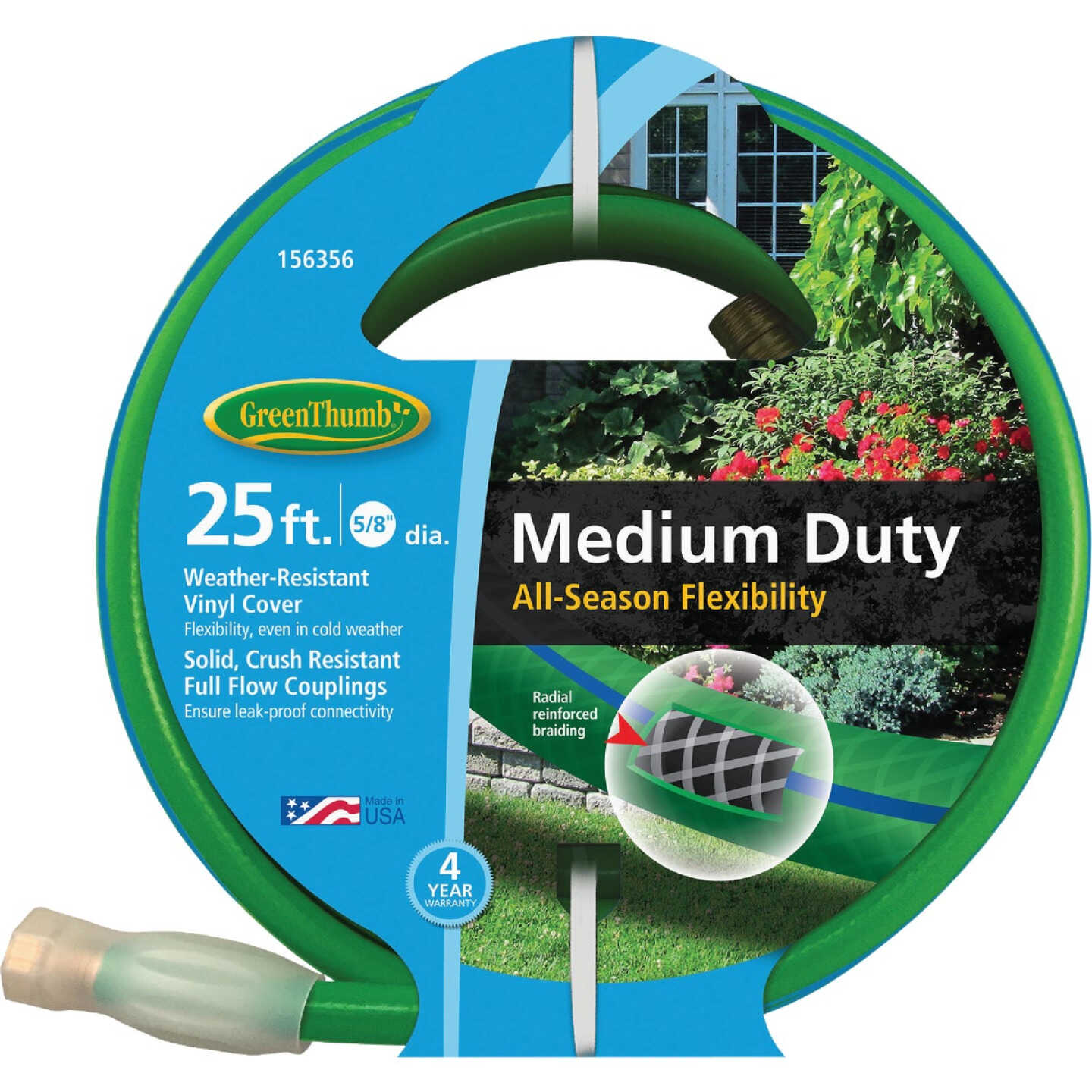 Green Thumb 5/8 In. Dia. x 25 Ft. Medium Duty Vinyl Garden Hose with Guard-N-Grip Image 1