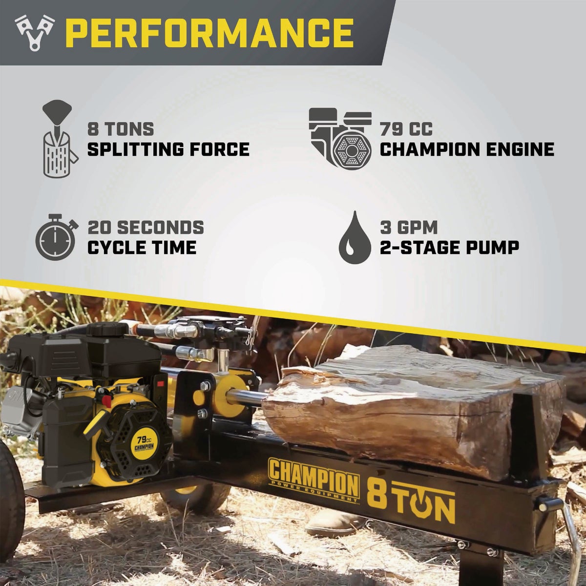 Champion 8-Ton Compact Gas Log Splitter Image 4