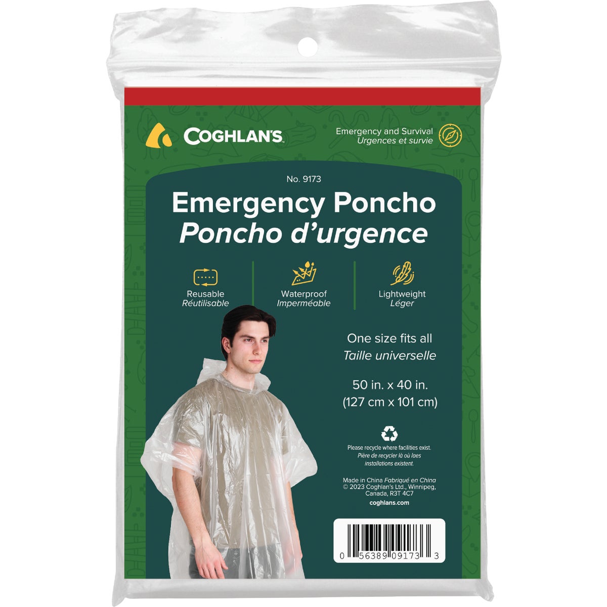 Coghlans 50 In. x 80 In. Emergency Rain Poncho