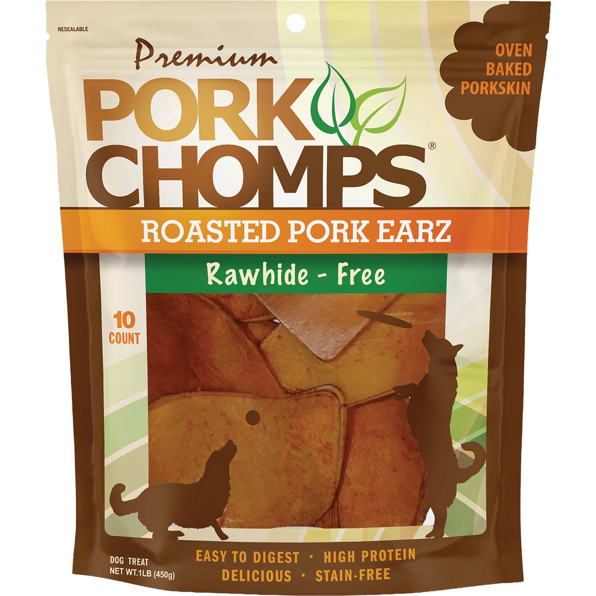 Pork Chomps Roasted Pork Skin Dog Chew (10-Pack)
