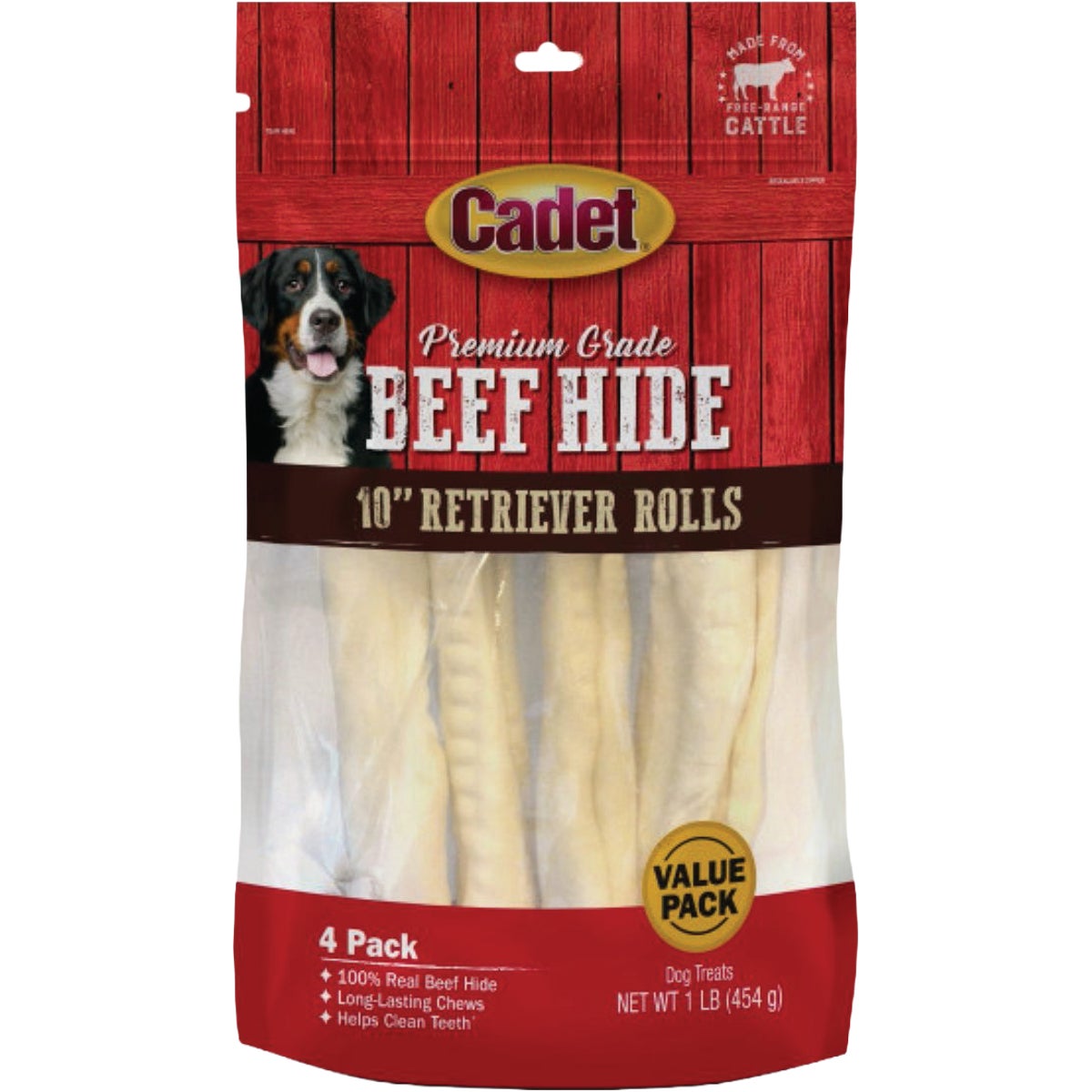Cadet 10 In. 1 Lb. Premium Grade Beef Hide Retriever Rolls for Dogs