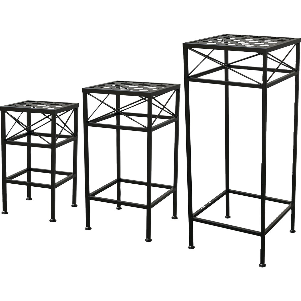 Panacea Nested Cross Hatch Square Plant Stands (3-Piece)