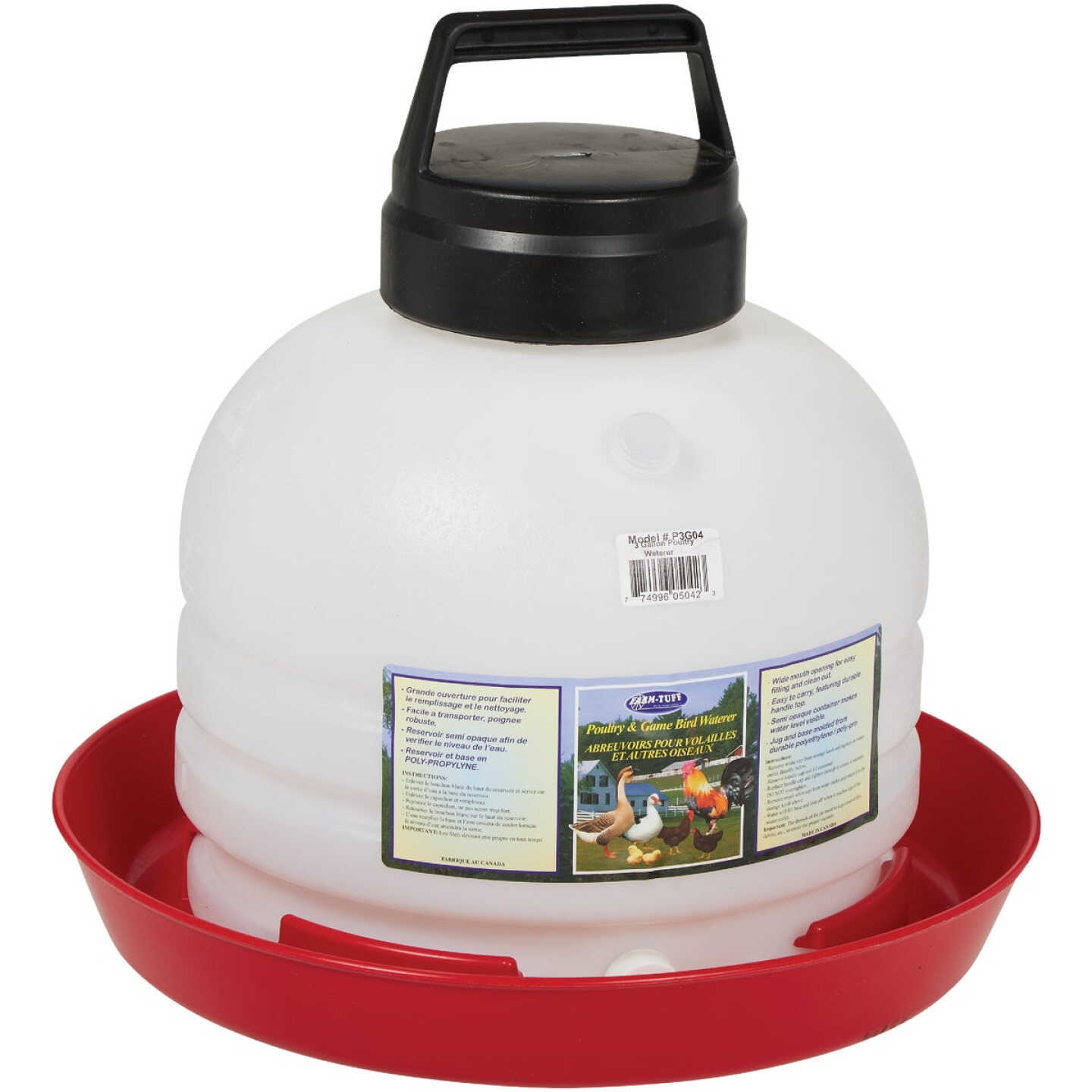 Farm-Tuff 3 Gal. Poly Top Fill Poultry Fountain Image 1