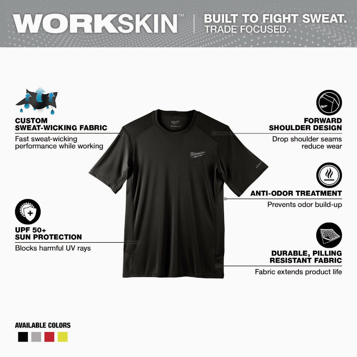 Milwaukee WorkSkin Men's Medium Black Short Sleeve Lightweight Performance Shirt Image 2