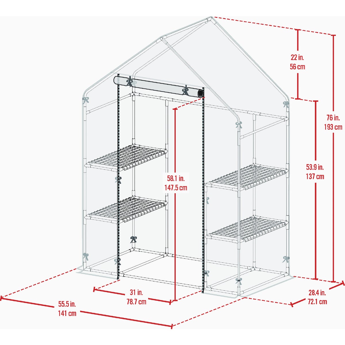 Miracle-Gro 56 In. x 29 In. x 76 In. Steel Frame Mini Greenhouse Image 6