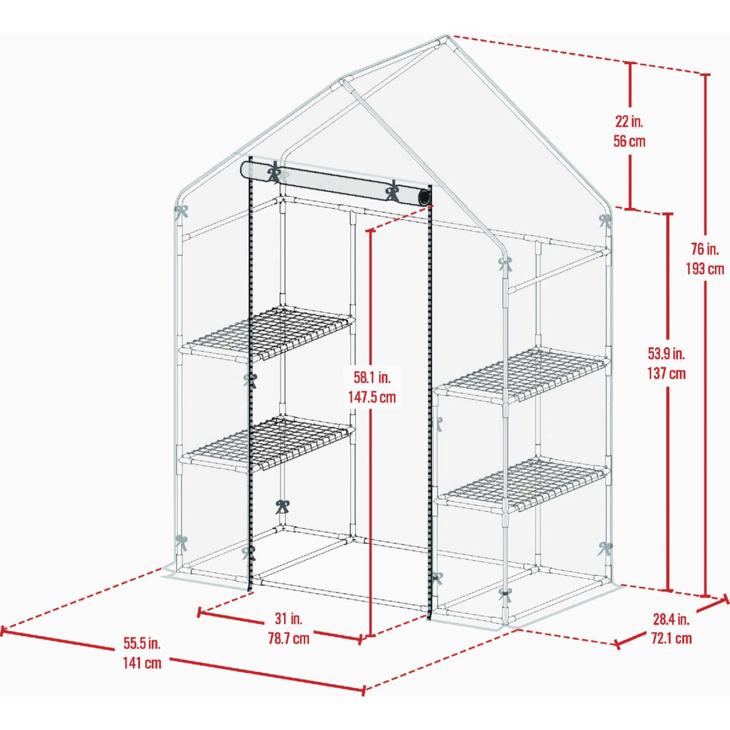 Miracle-Gro 56 In. x 29 In. x 76 In. Steel Frame Mini Greenhouse Image 6