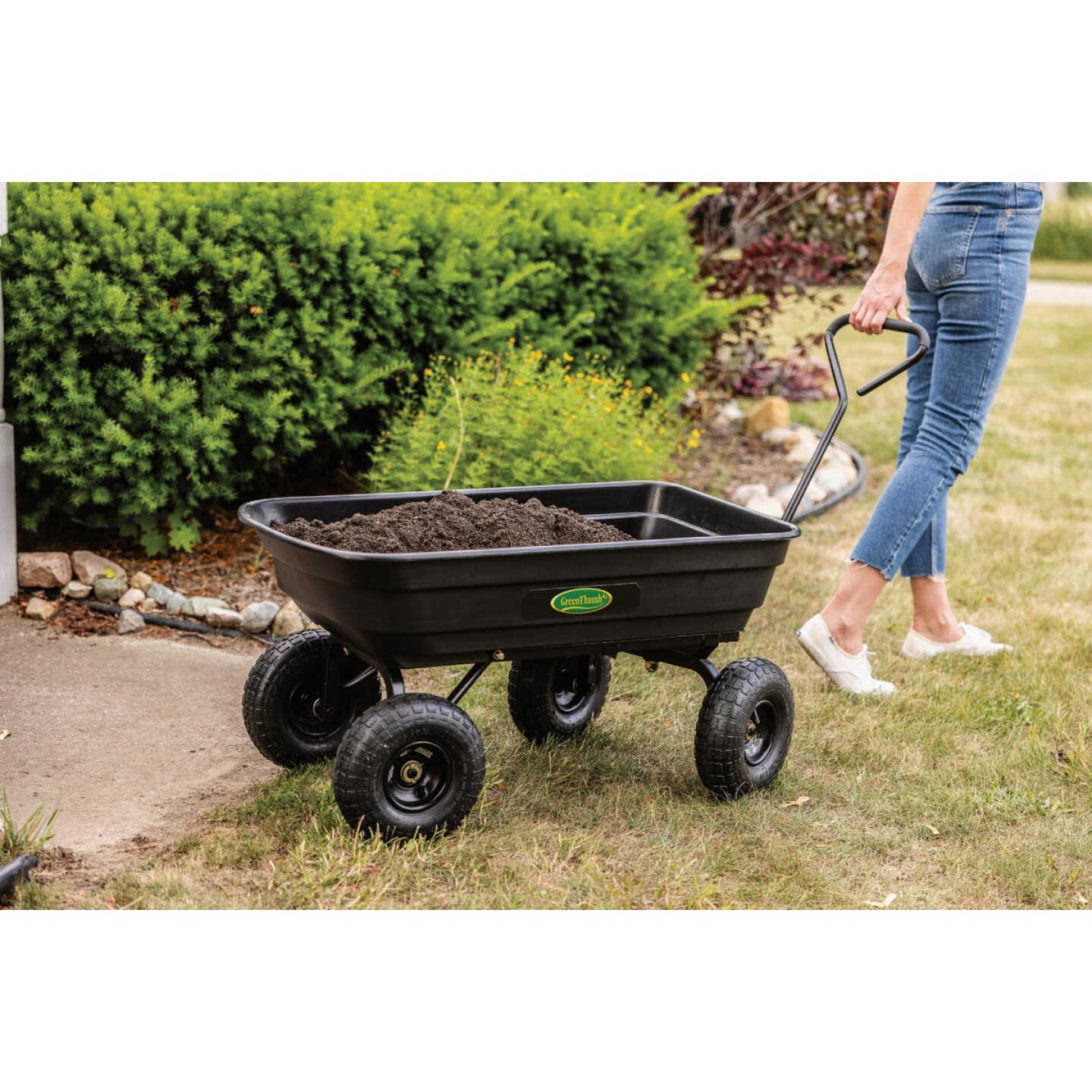 Green Thumb 4 Cu. Ft. Poly Dump Cart Image 2