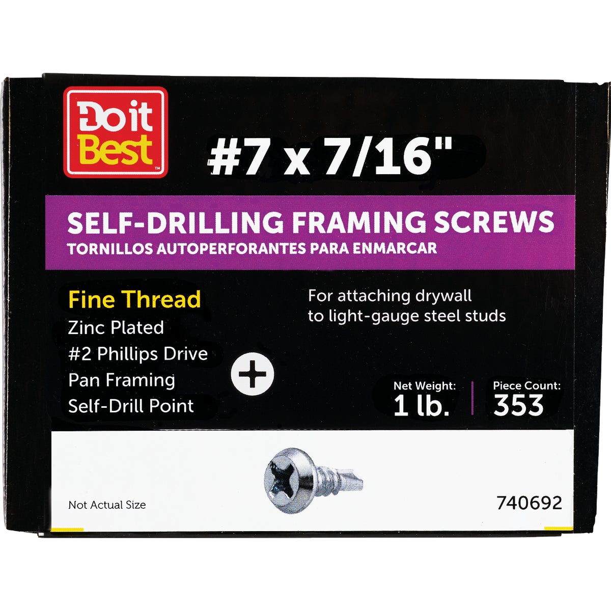 Do it #7 x 7/16 In. #2 Phillips Self-Drill Point Framing Screw (384-Count)