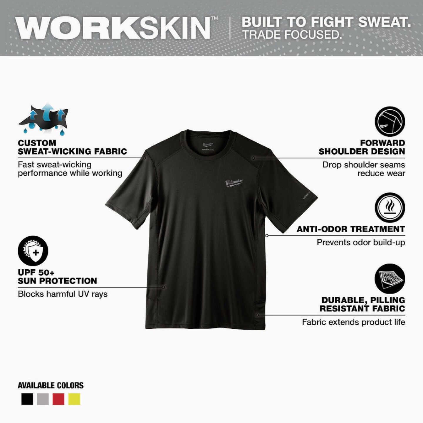 Milwaukee WorkSkin Men's XL Black Short Sleeve Lightweight Performance Shirt Image 2
