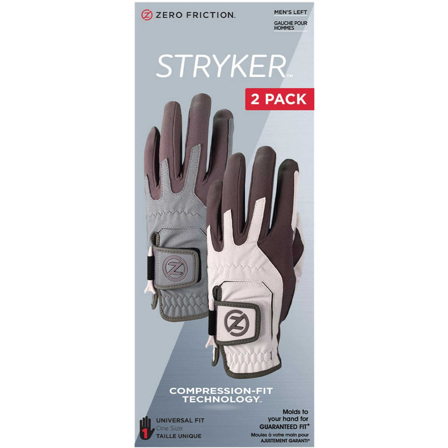 Zero Friction Gray/White Universal Fit Left Hand Golf Glove (2-Pack) Image 1