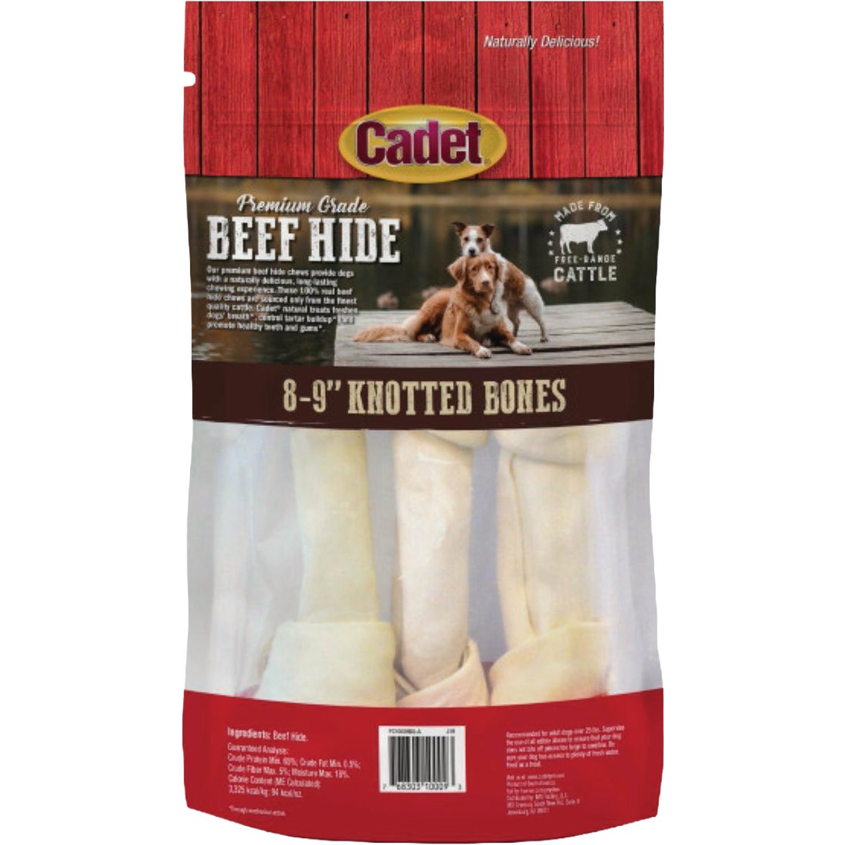 Cadet 8 In. Premium Grade Beef Hide Knotted Bone (3-Pack) Image 2