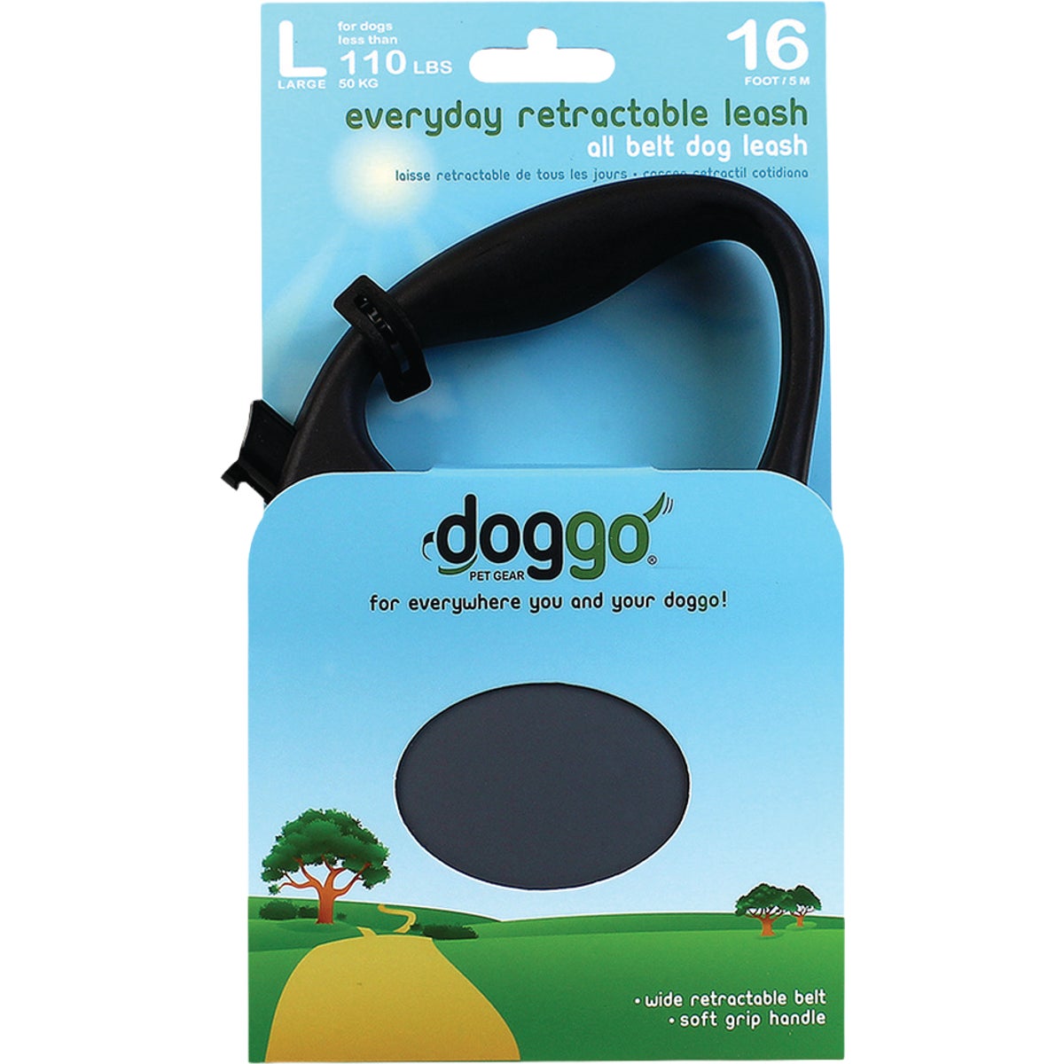 doggo 13 Ft. Small Dog Retractable Leash, Grey Image 3