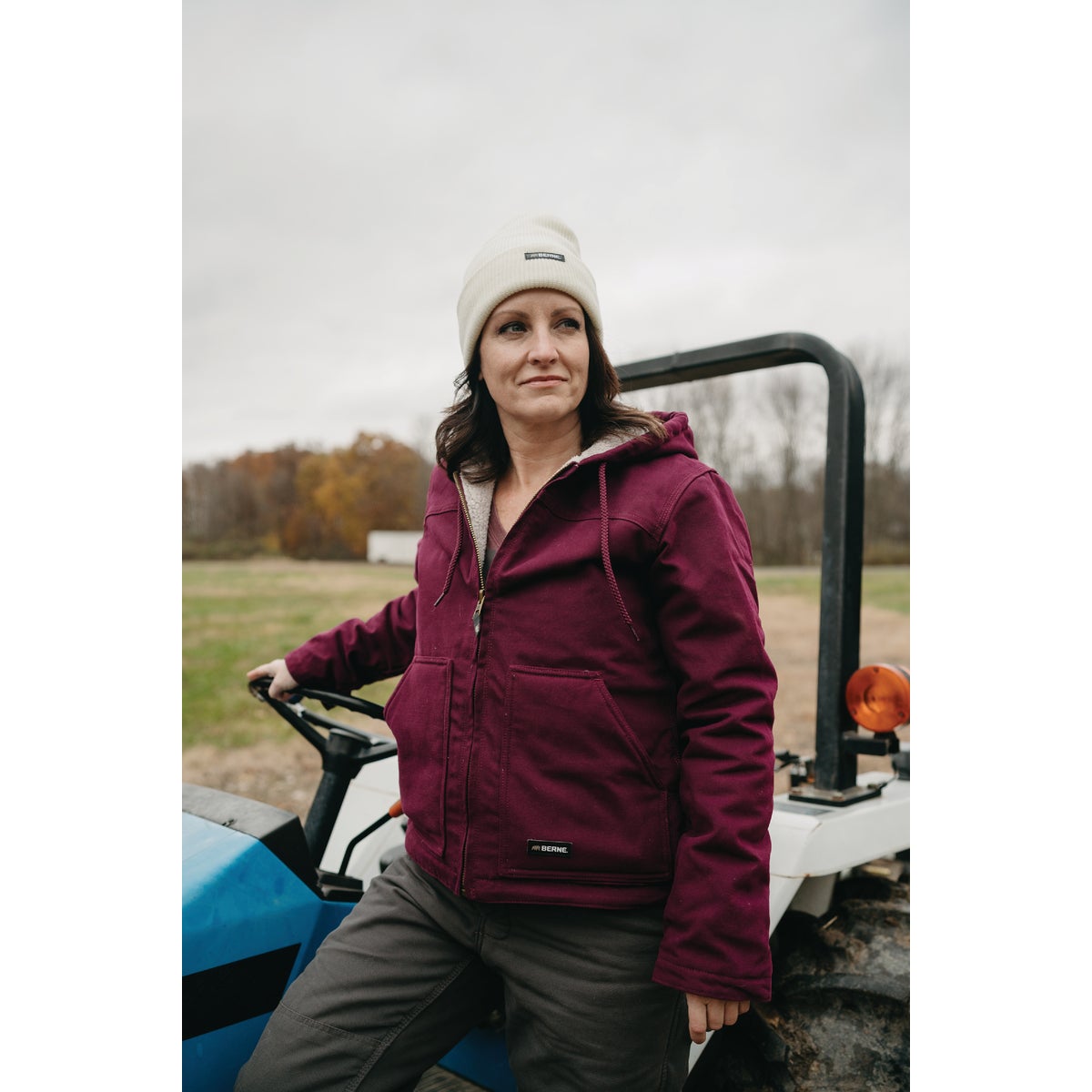 Berne Women's Medium  Plum Sherpa-Lined Softstone Duck Hooded Jacket Image 4