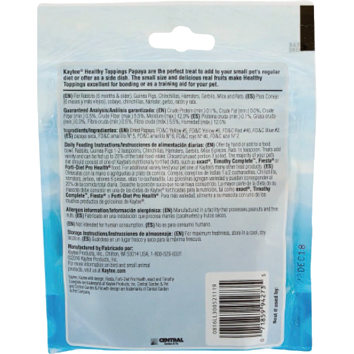 Kaytee Healthy Toppings 2.5 Oz. Papaya Treat for Small Animals Image 2