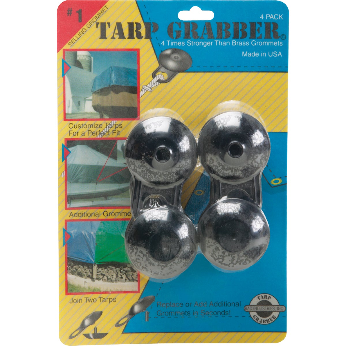 Gosport Grommet Black Recycled Polymers Tarp Grabber, (4-Pack) Image 2