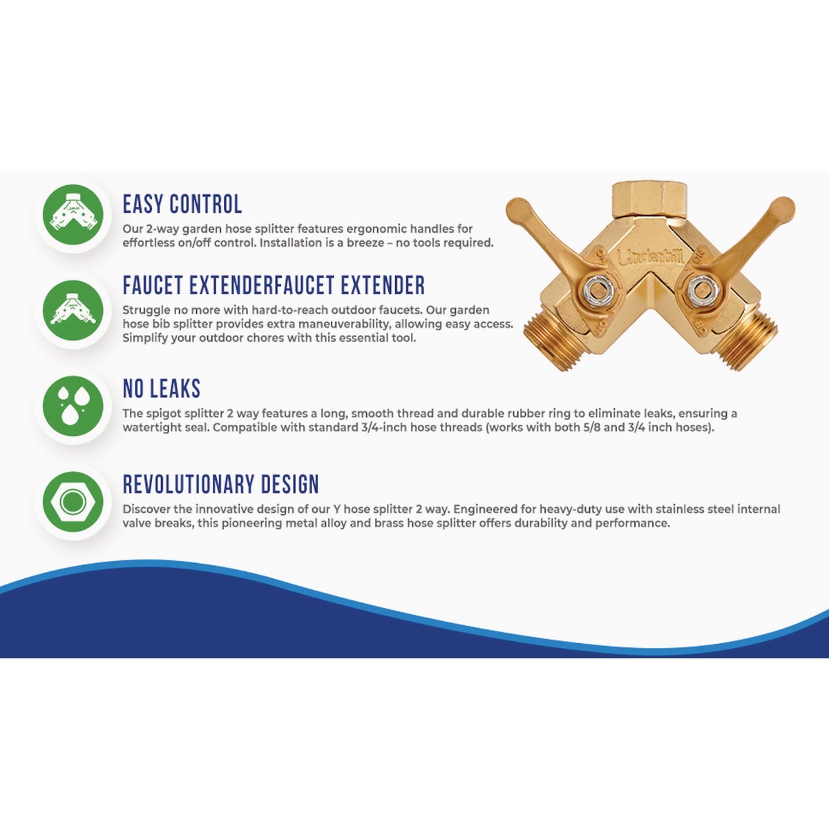 Underhill Power-Splitter 2-Way Hose Y-Shut-Off Image 5