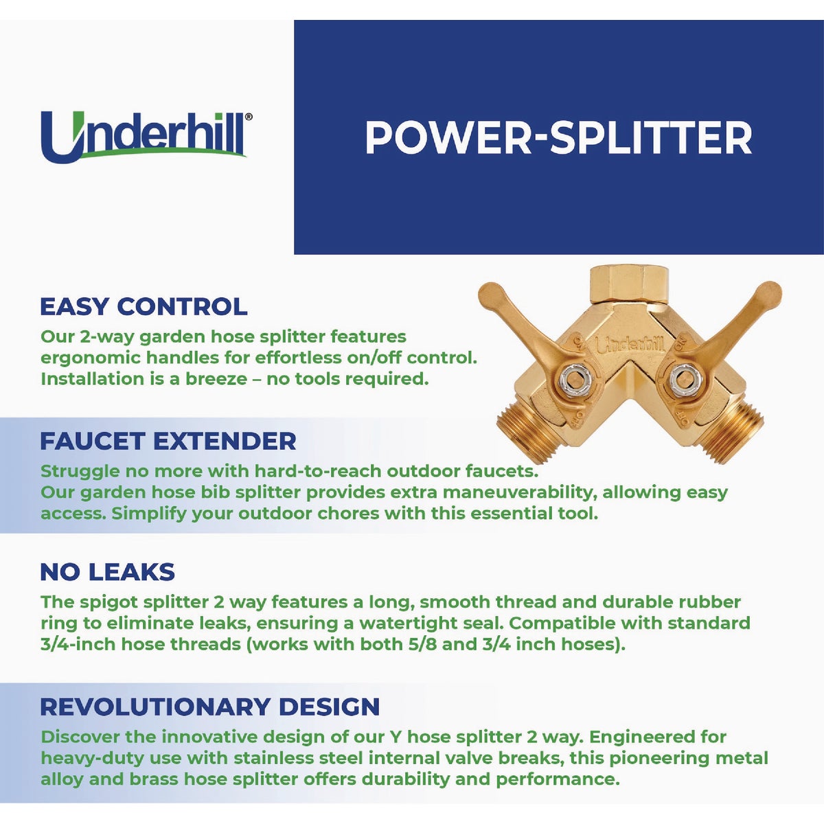 Underhill Power-Splitter 2-Way Hose Y-Shut-Off Image 6