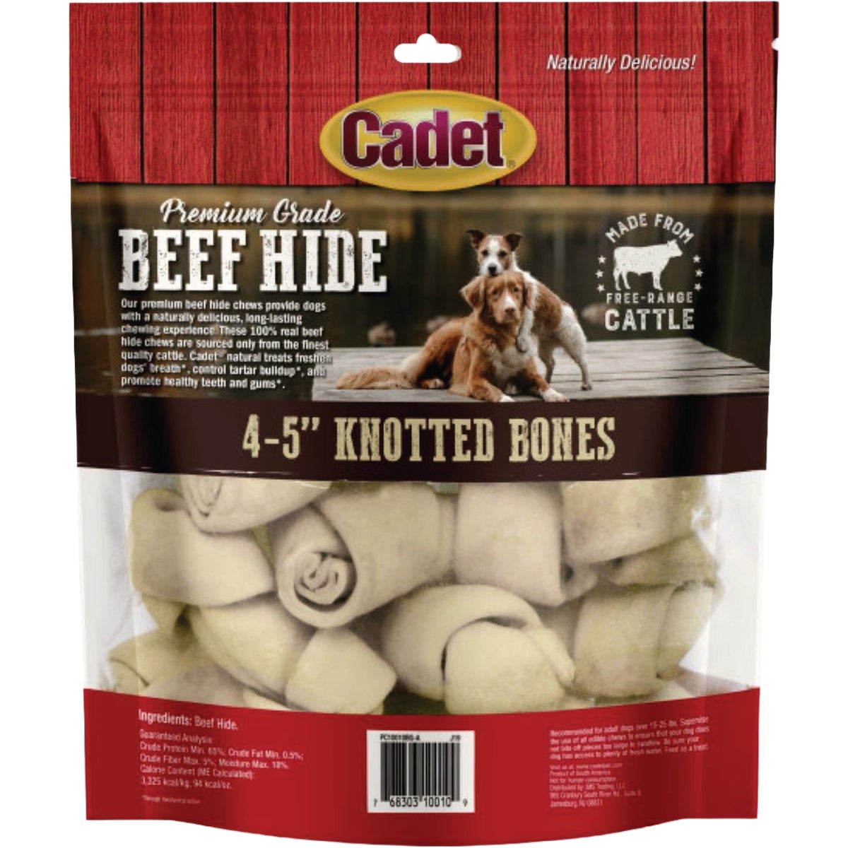 Cadet 4 In. Premium Grade Beef Hide Knotted Bone Image 2