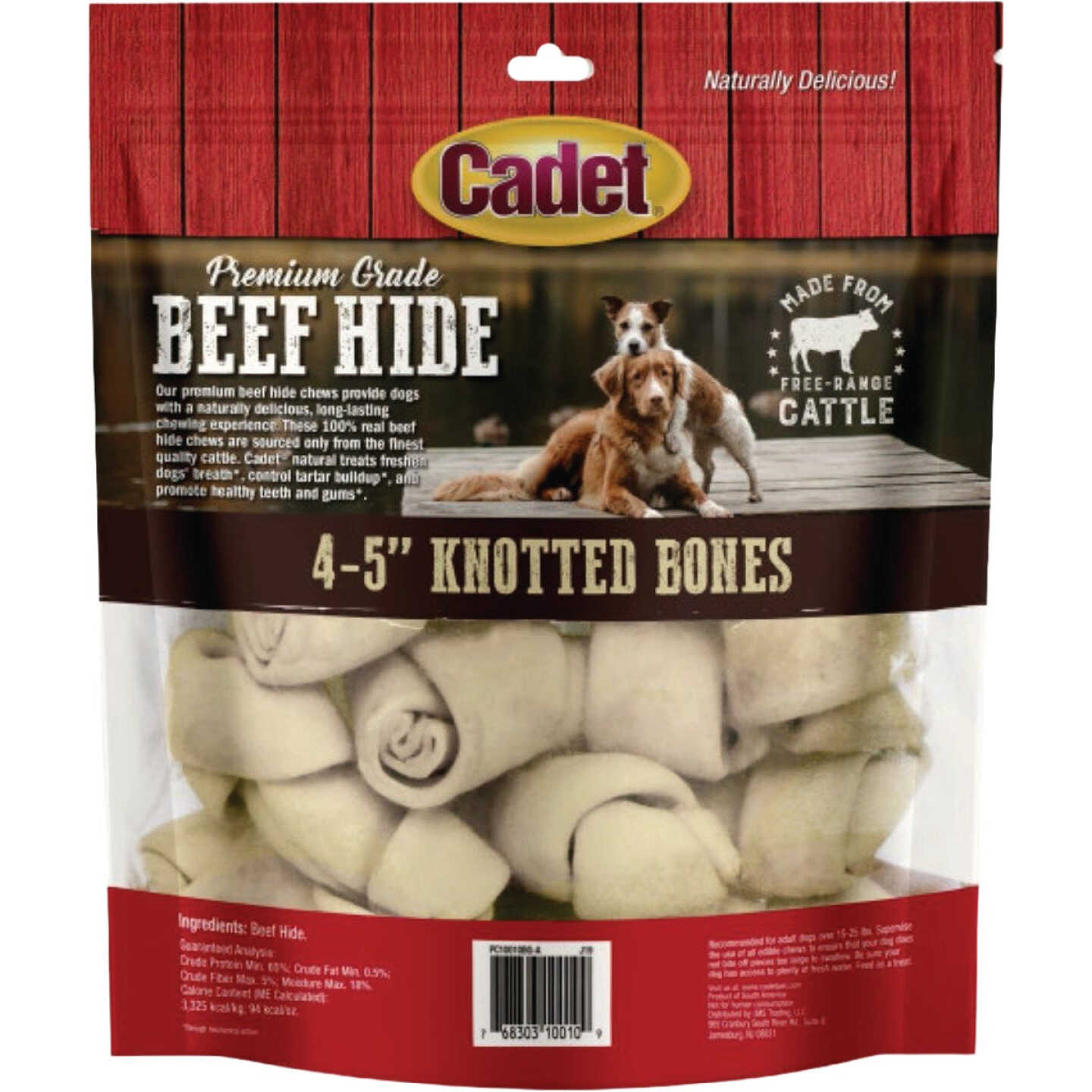Cadet 4 In. Premium Grade Beef Hide Knotted Bone Image 2
