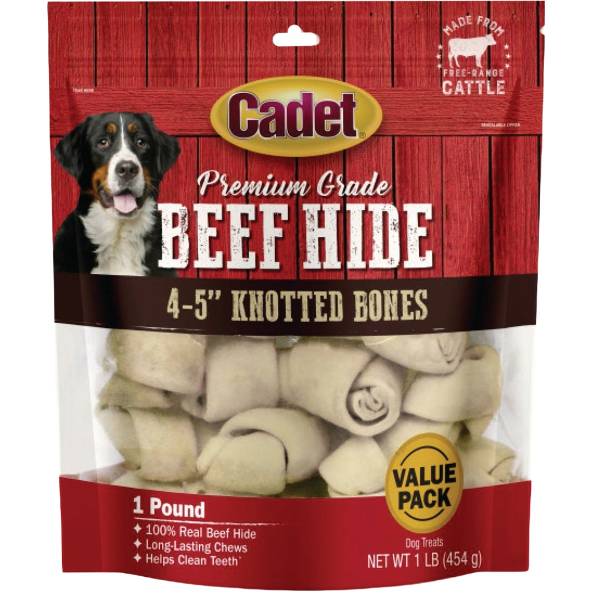Cadet 4 In. Premium Grade Beef Hide Knotted Bone