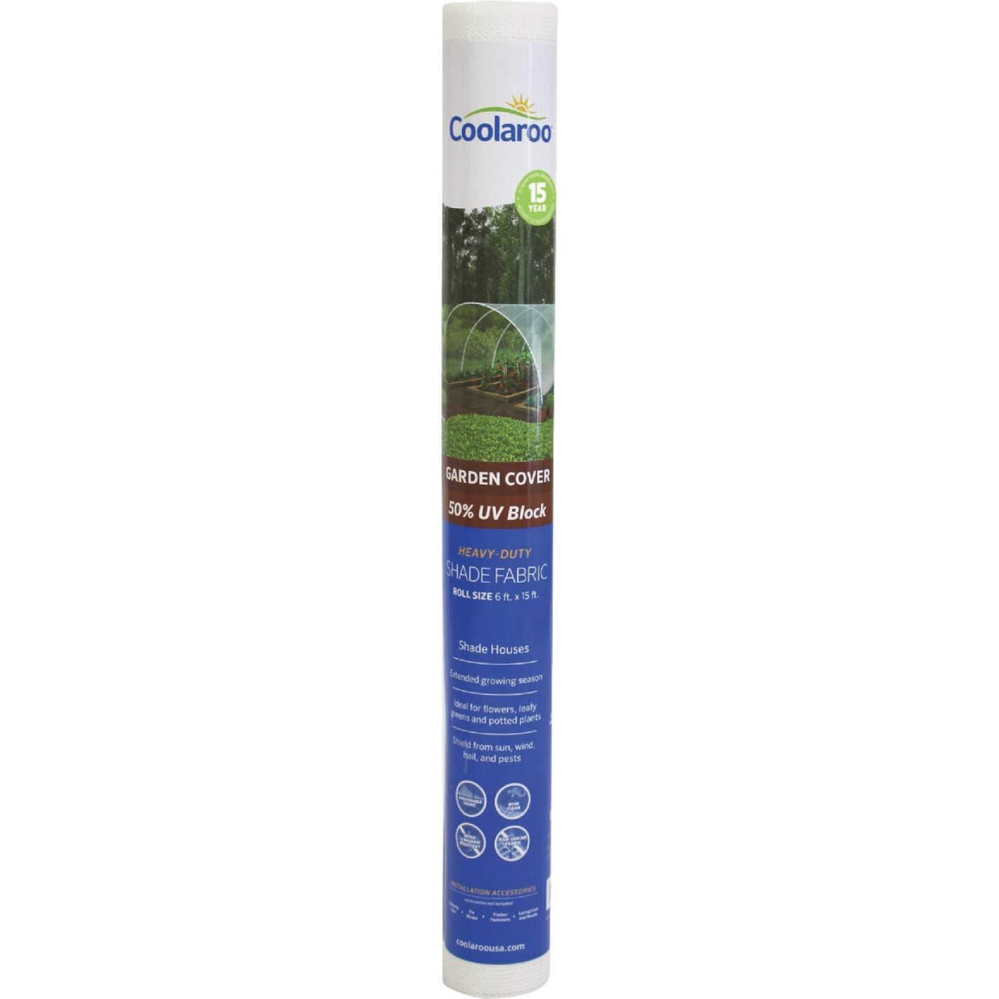 Coolaroo 6 Ft. W. x 15 Ft. L. White 50% UV Sun Screen Fabric Image 1